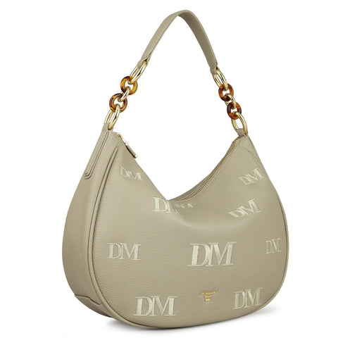 Medium Wax Leather Hobo - Khaki