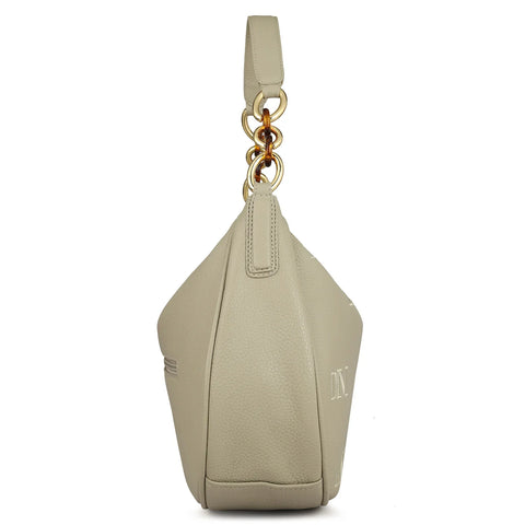 Medium Wax Leather Hobo - Khaki