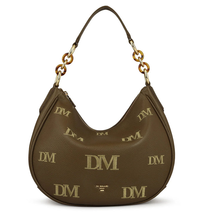 Medium Wax Leather Hobo - Moss