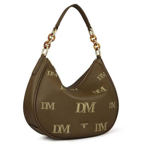 Medium Wax Leather Hobo - Moss