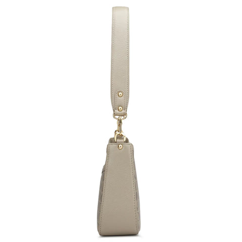 Small Monogram Leather Baguette - Chalk