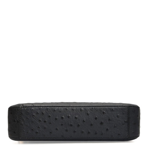 Small Ostrich Leather Baguette - Black