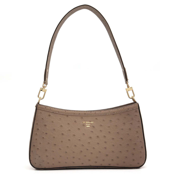 Small Ostrich Leather Baguette - Slate