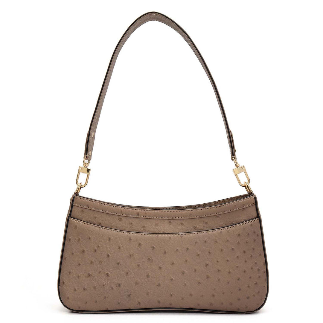 Small Ostrich Leather Baguette - Slate