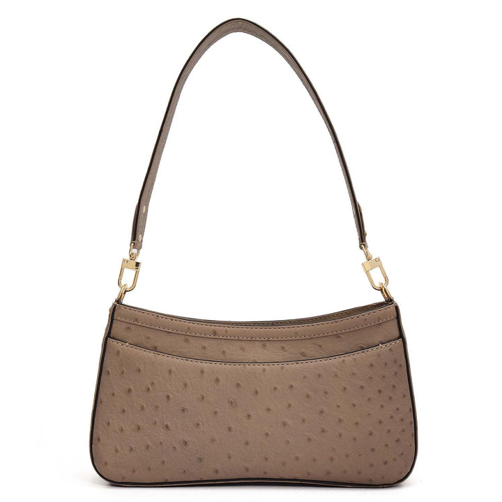 Small Ostrich Leather Baguette - Slate