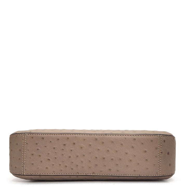Small Ostrich Leather Baguette - Slate