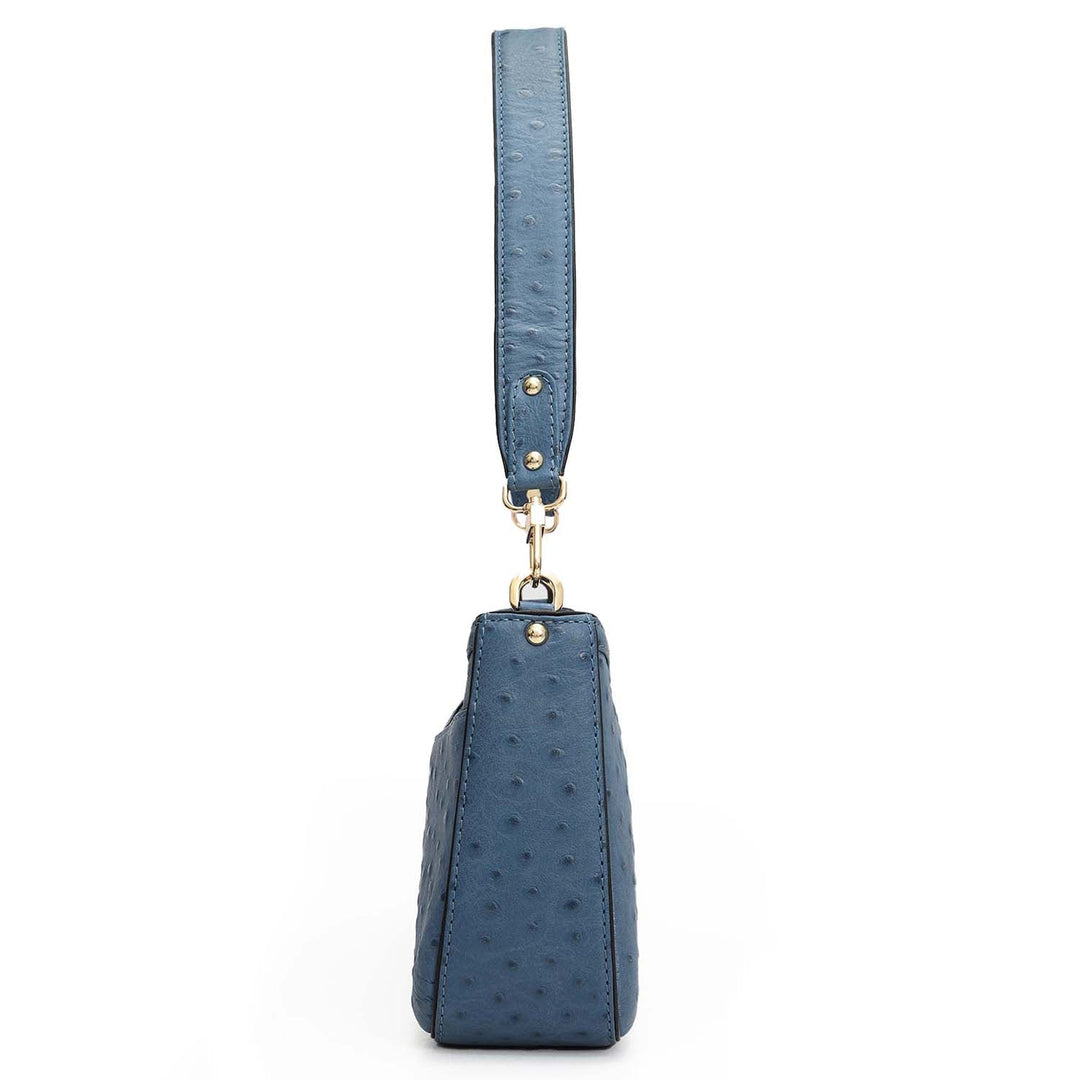 Small Ostrich Leather Baguette - Twilight