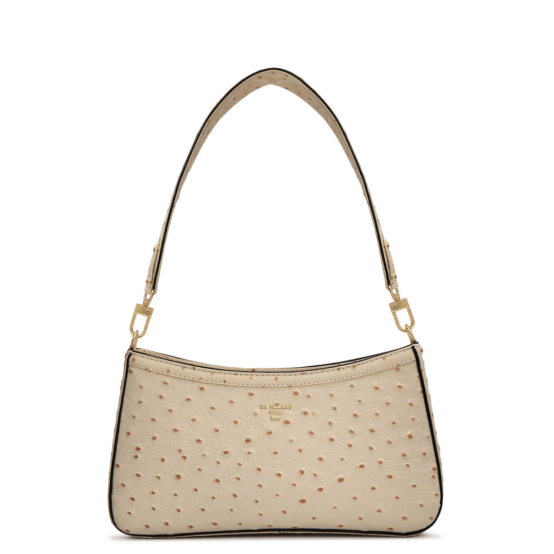 Small Ostrich Leather Baguette - Vanilla