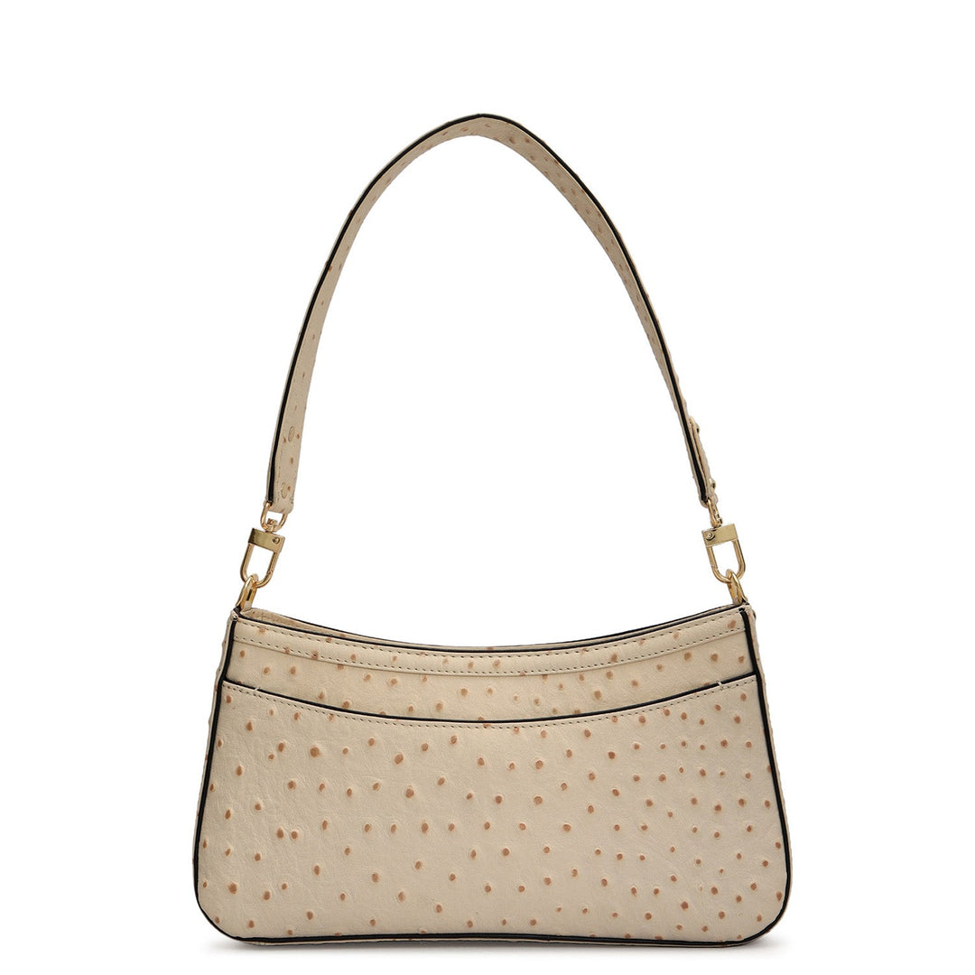 Small Ostrich Leather Baguette - Vanilla
