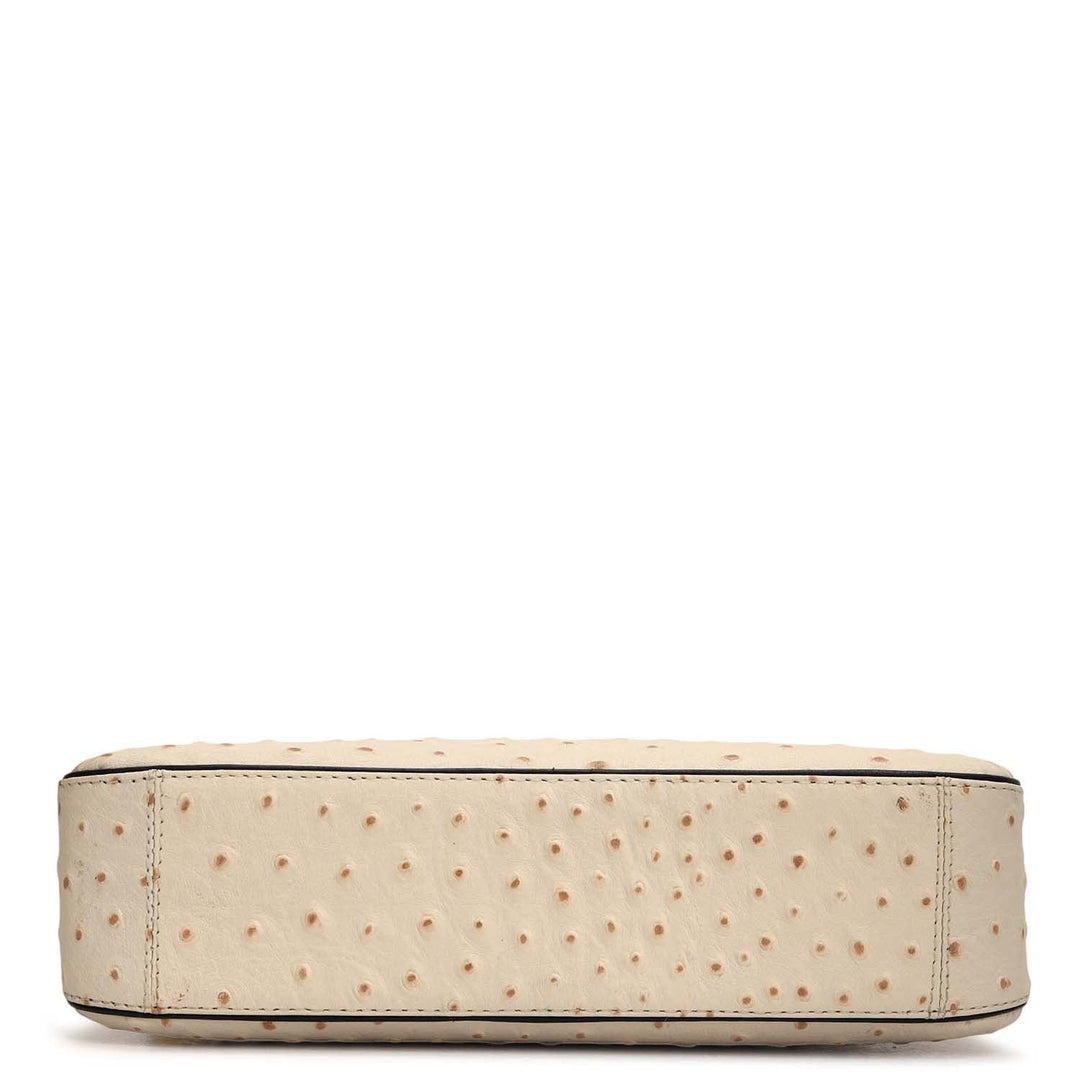 Small Ostrich Leather Baguette - Vanilla