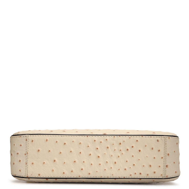Small Ostrich Leather Baguette - Vanilla