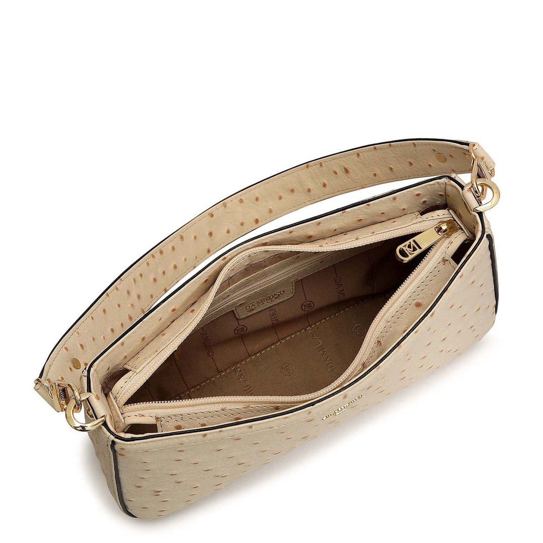 Small Ostrich Leather Baguette - Vanilla