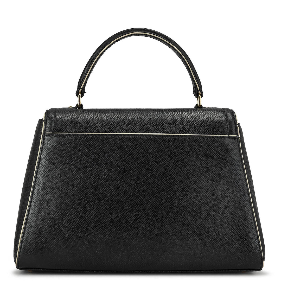 Medium Franzy Leather Satchel - Black
