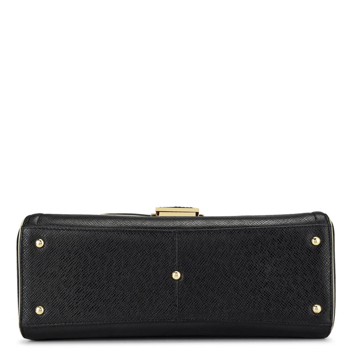 Medium Franzy Leather Satchel - Black