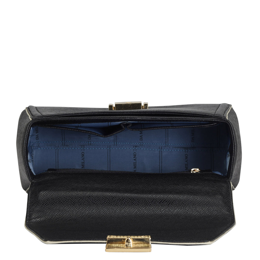 Medium Franzy Leather Satchel - Black
