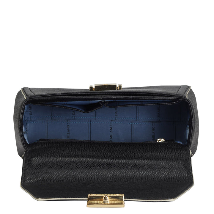 Medium Franzy Leather Satchel - Black