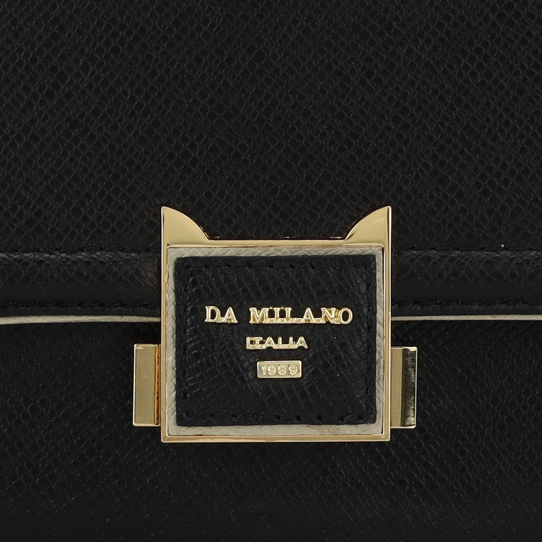 Medium Franzy Leather Satchel - Black