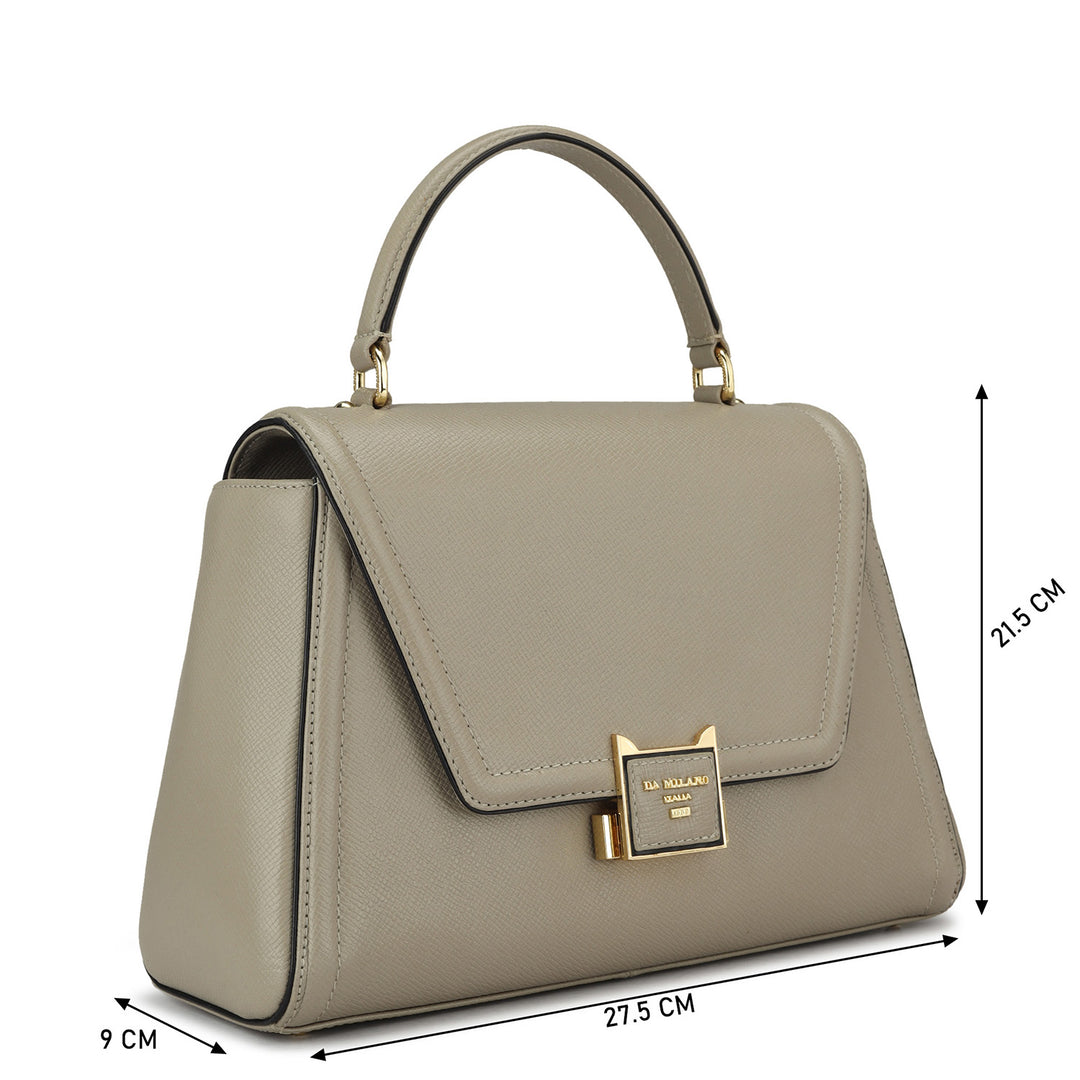 Medium Franzy Leather Satchel - Chalk
