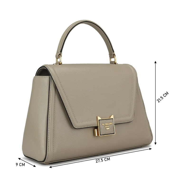 Medium Franzy Leather Satchel - Chalk