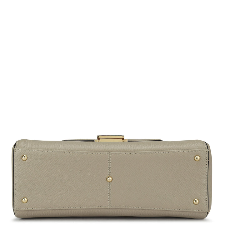 Medium Franzy Leather Satchel - Chalk