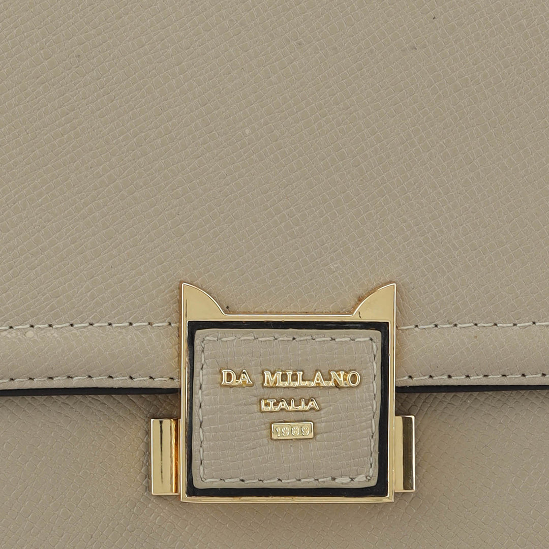 Medium Franzy Leather Satchel - Chalk