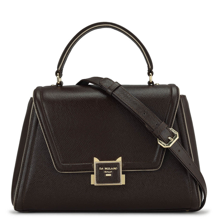 Medium Franzy Leather Satchel - Chocolate