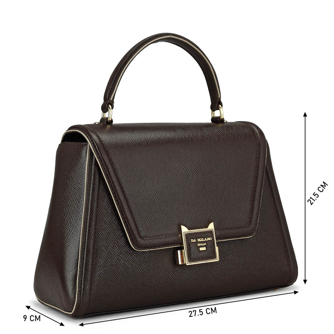 Medium Franzy Leather Satchel - Chocolate