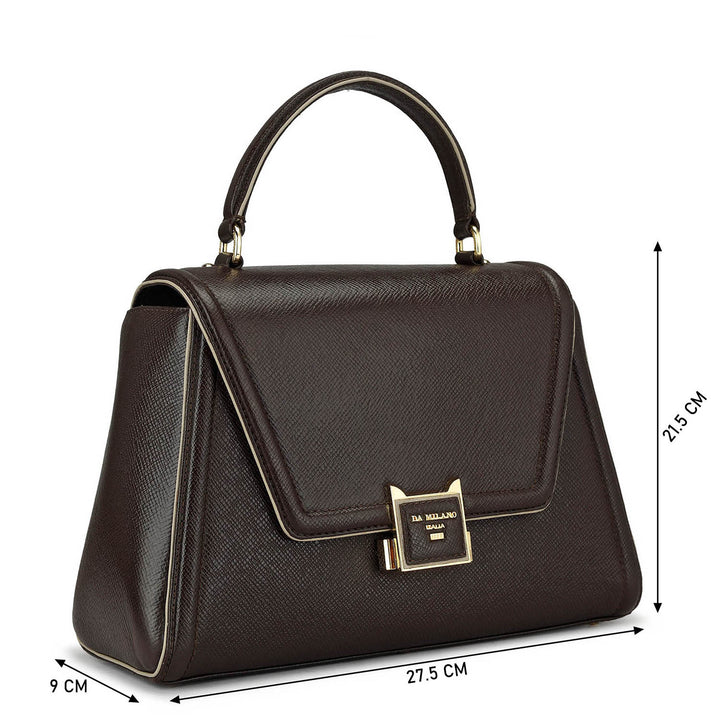 Medium Franzy Leather Satchel - Chocolate