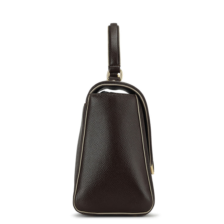 Medium Franzy Leather Satchel - Chocolate