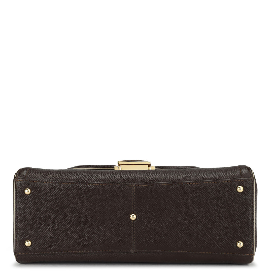 Medium Franzy Leather Satchel - Chocolate