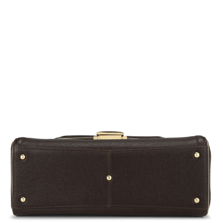 Medium Franzy Leather Satchel - Chocolate