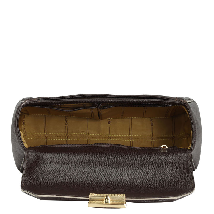 Medium Franzy Leather Satchel - Chocolate