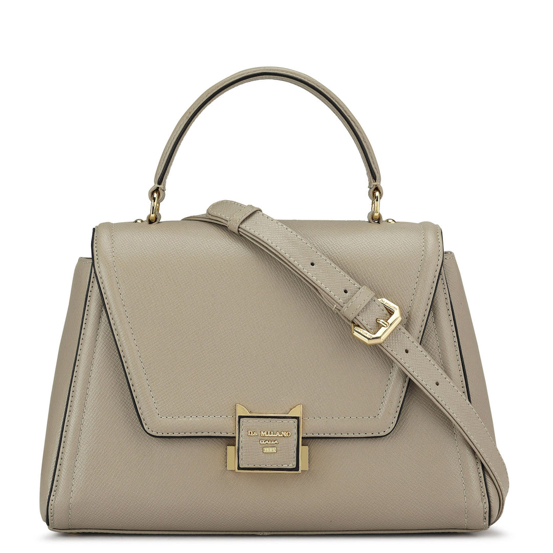 Small Franzy Leather Satchel - Chalk