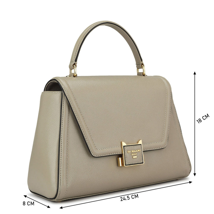 Small Franzy Leather Satchel - Chalk