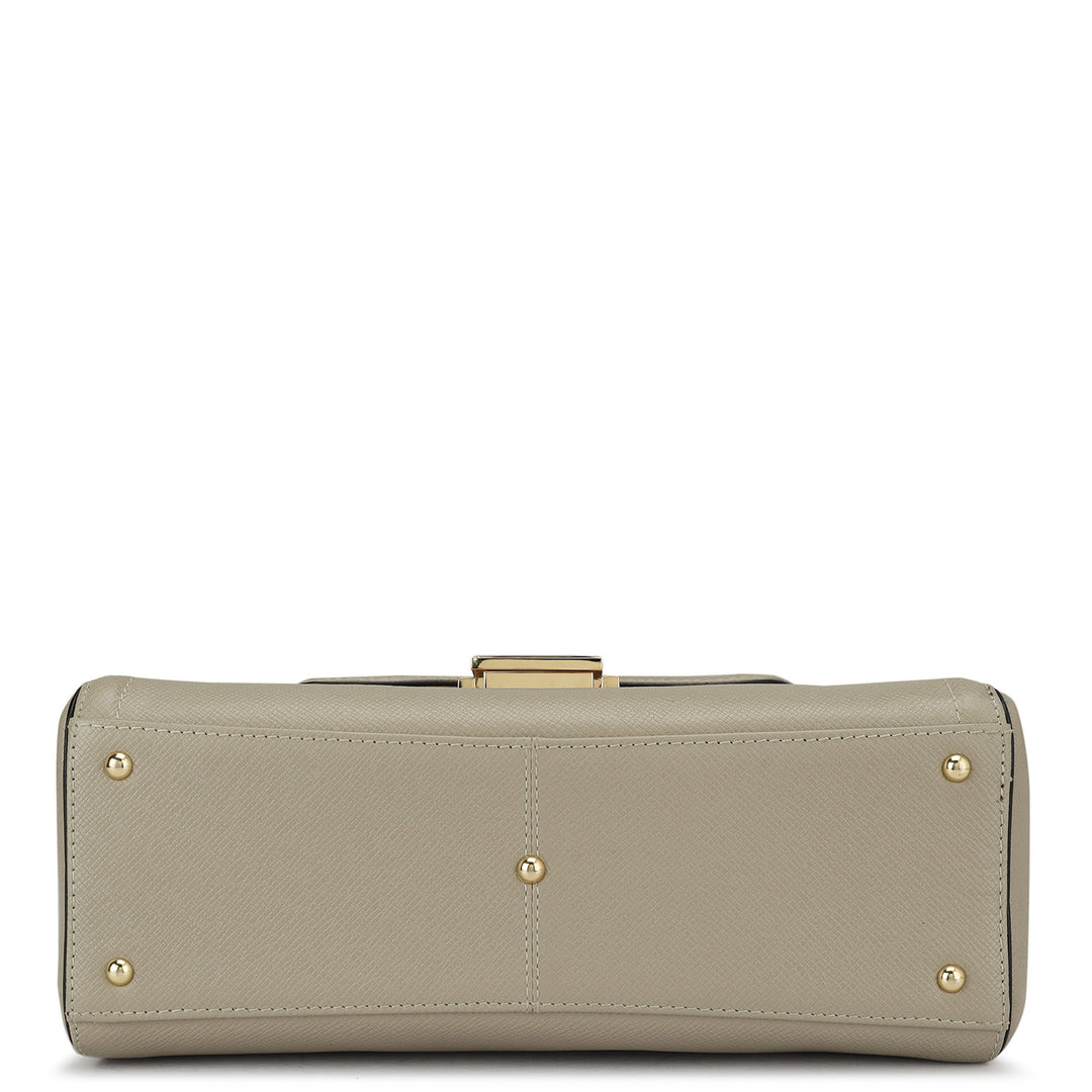 Small Franzy Leather Satchel - Chalk