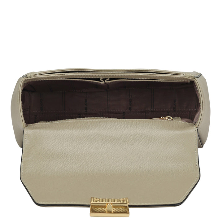 Small Franzy Leather Satchel - Chalk