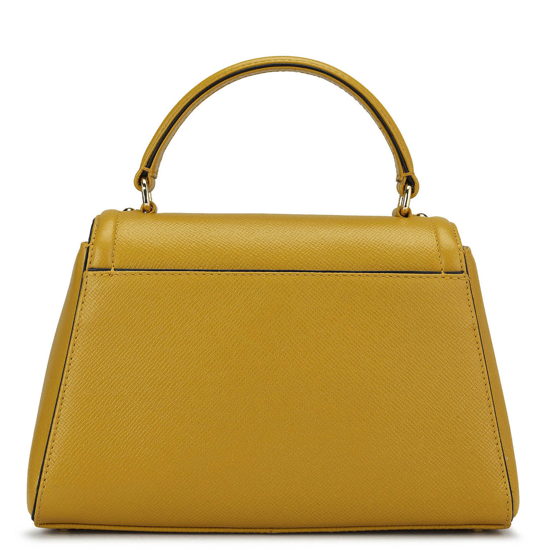 Small Franzy Leather Satchel - Mustard