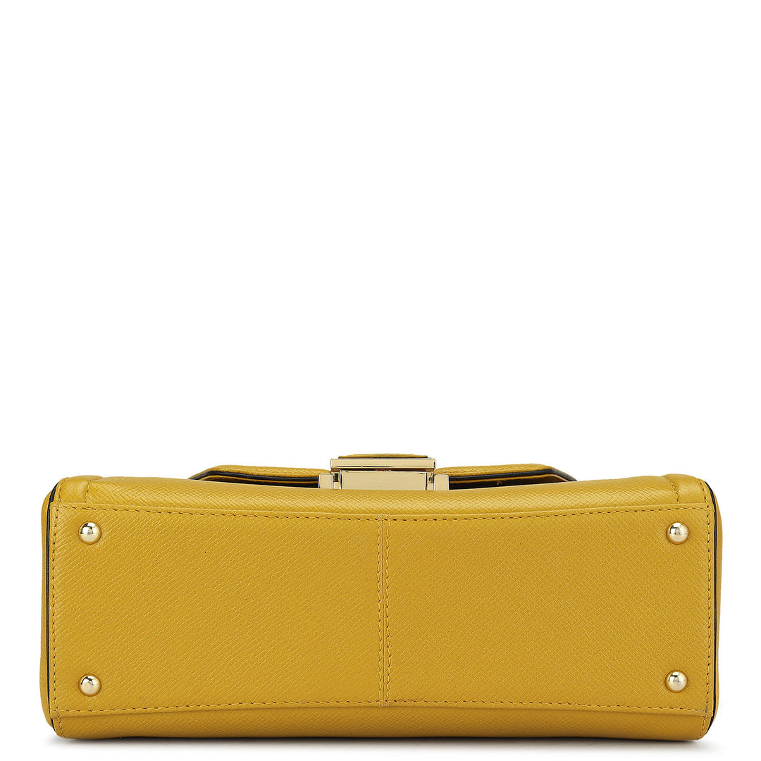 Small Franzy Leather Satchel - Mustard