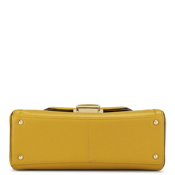 Small Franzy Leather Satchel - Mustard