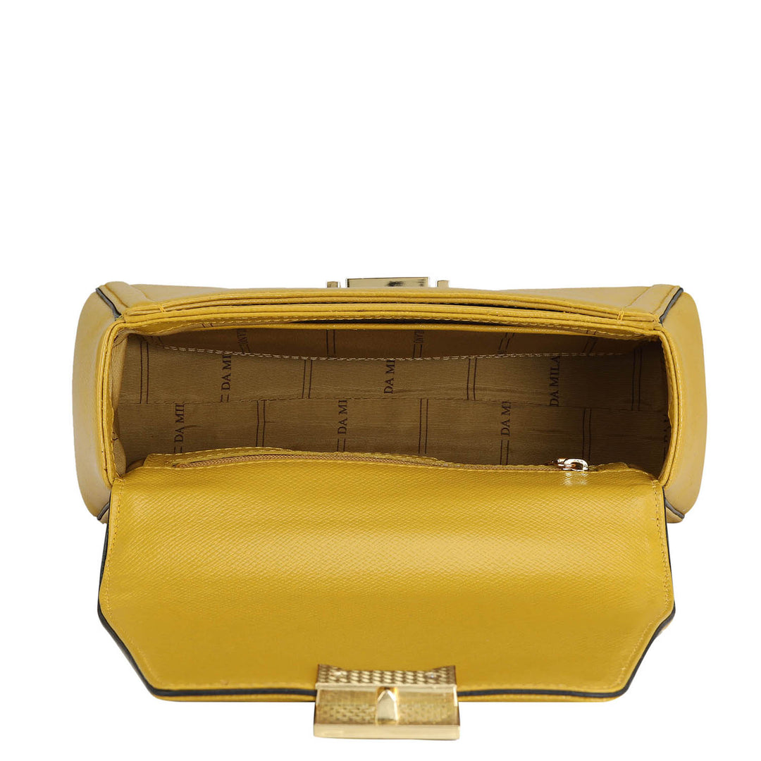 Small Franzy Leather Satchel - Mustard