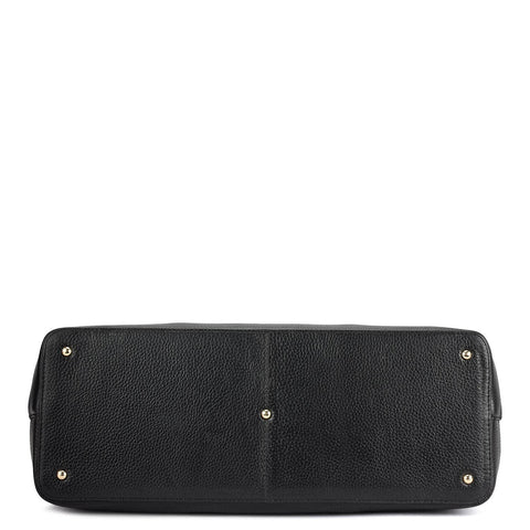 Large Monogram Wax Leather Tote - Black