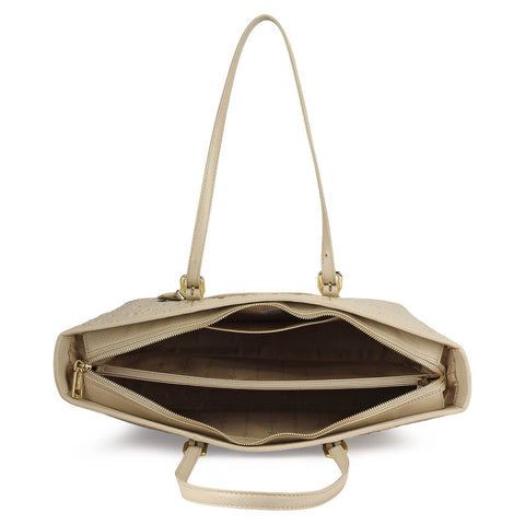 Large Monogram Wax Leather Tote - Dove