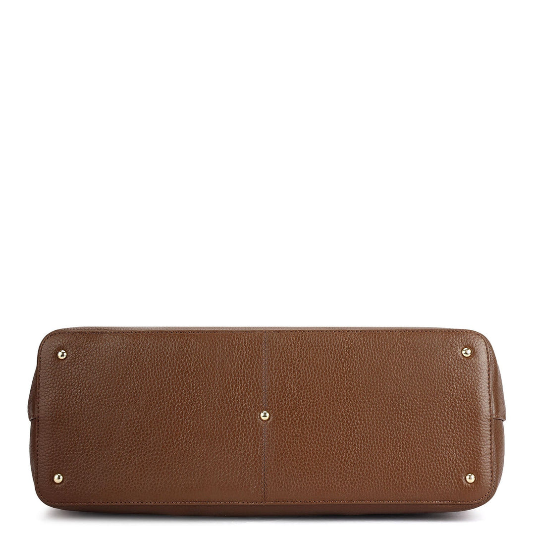 Large Monogram Wax Leather Tote - Espresso