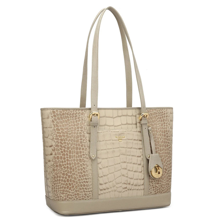 Medium Croco Leather Tote - Frost