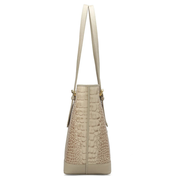 Medium Croco Leather Tote - Frost