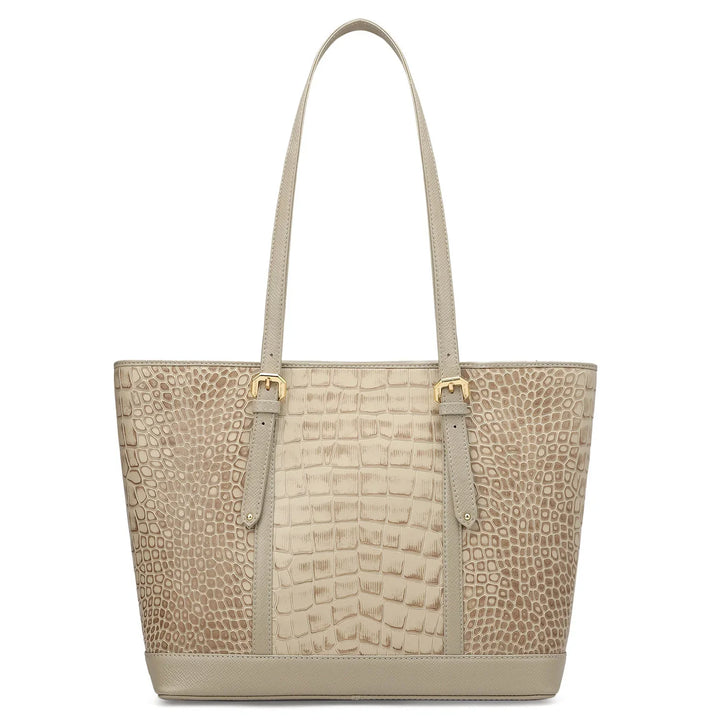 Medium Croco Leather Tote - Frost