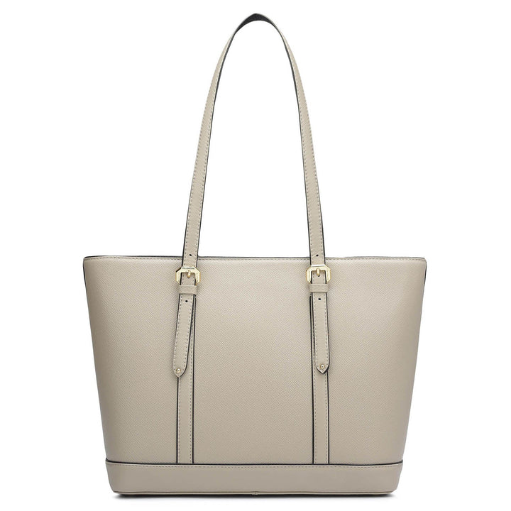 Medium Franzy Leather Tote - Chalk