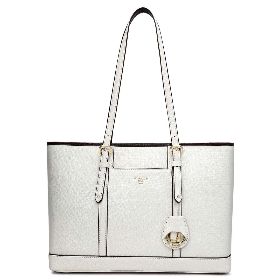 Medium Franzy Leather Tote - Marshmallow