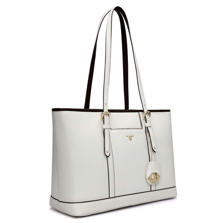 Medium Franzy Leather Tote - Marshmallow