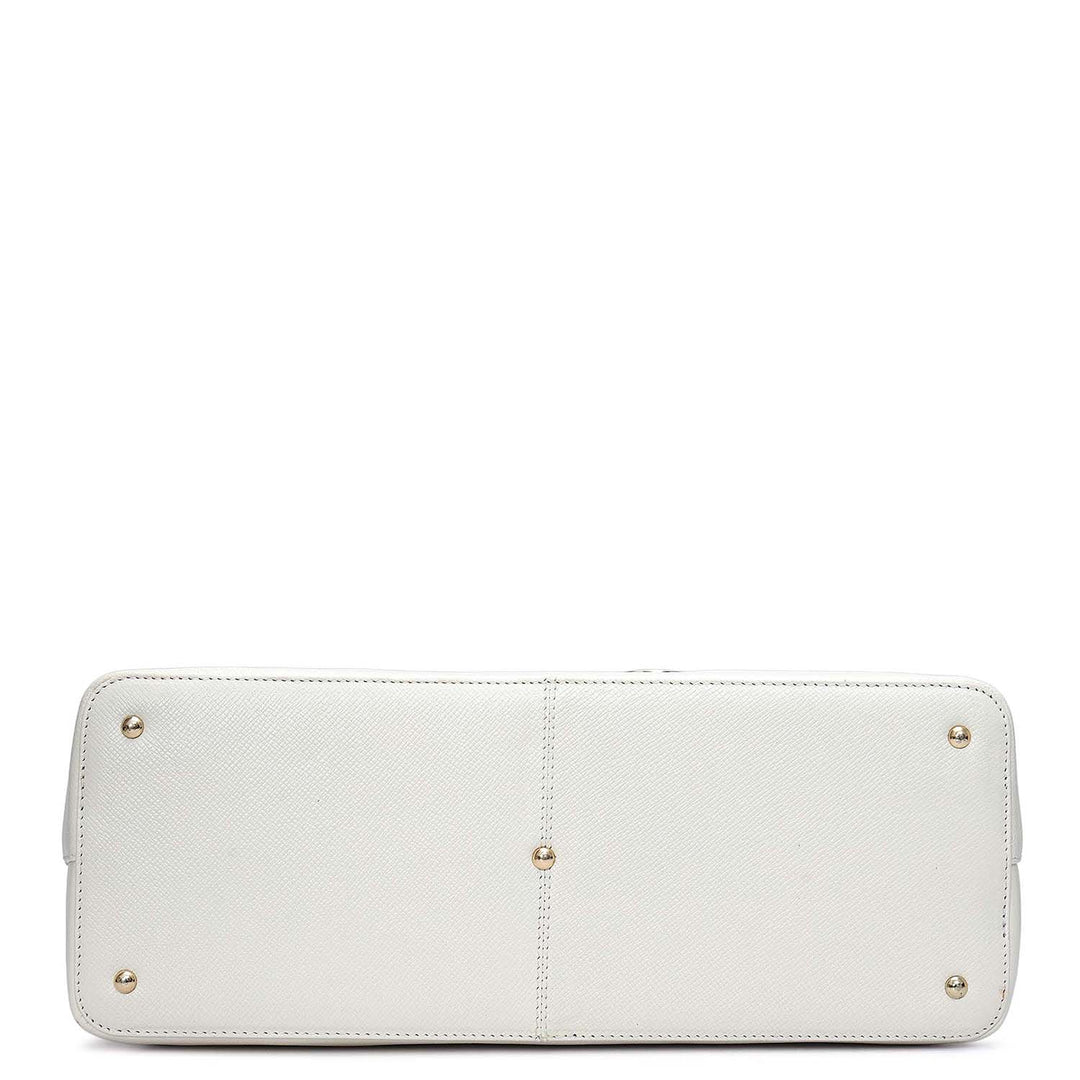 Medium Franzy Leather Tote - Marshmallow